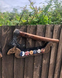 Carved Viking Ship Axe Holder, Axe Stand - Bushman Survival