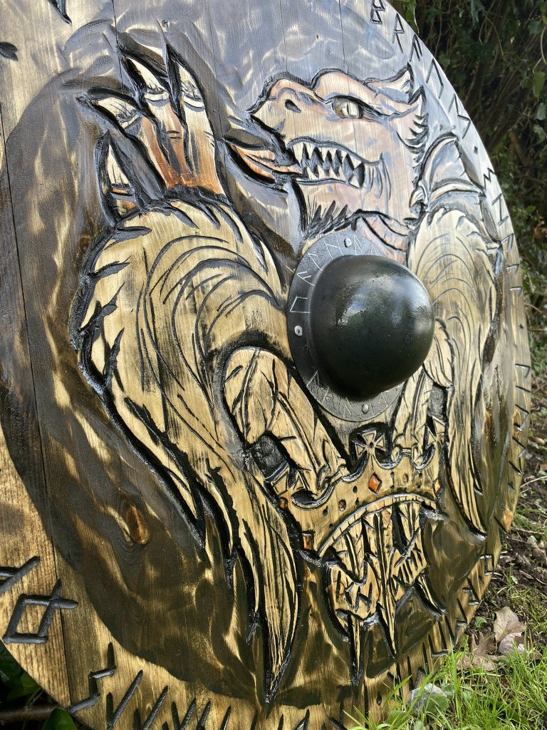 Hand Carved Shields - Viking Dragon Shield