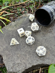 Bone DND Dice Collection with horn dice shaker