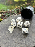 Bone DND Dice Set with Horn Shaker