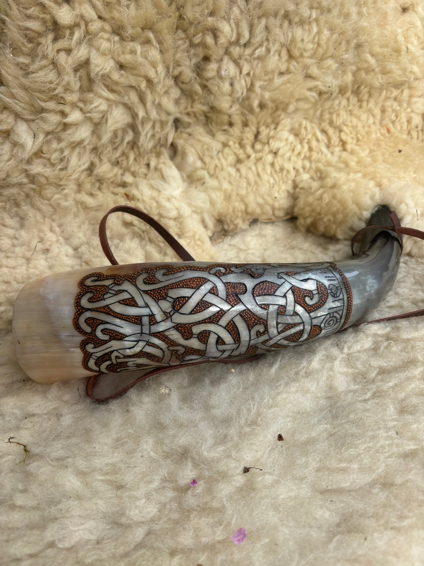 Viking War Horn — Hand-Carved Ox Horn | Plain, Carved or Mammen Style