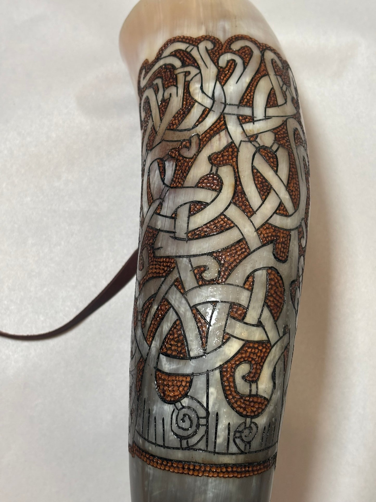 Viking War Horn — Hand-Carved Ox Horn | Plain, Carved or Mammen Style