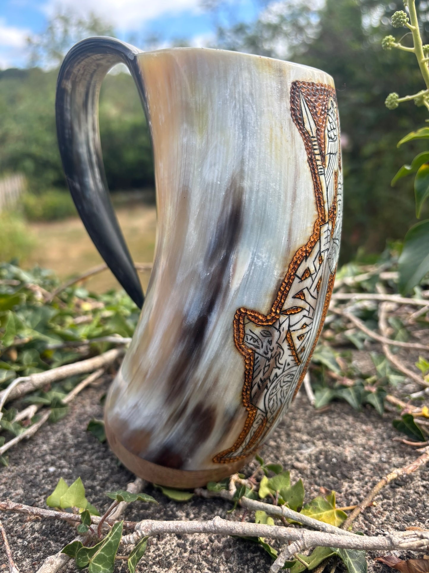 Viking Drinking Horn Mug — Odin & His Spirit Animals