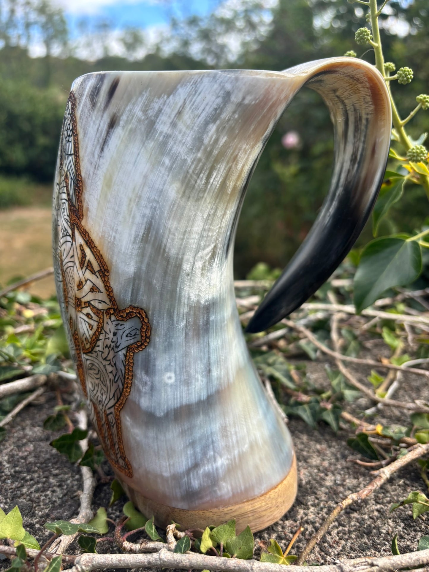 Viking Drinking Horn Mug — Odin & His Spirit Animals