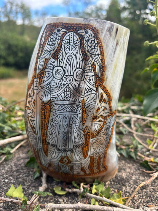 Viking Drinking Horn Mug — Odin & His Spirit Animals