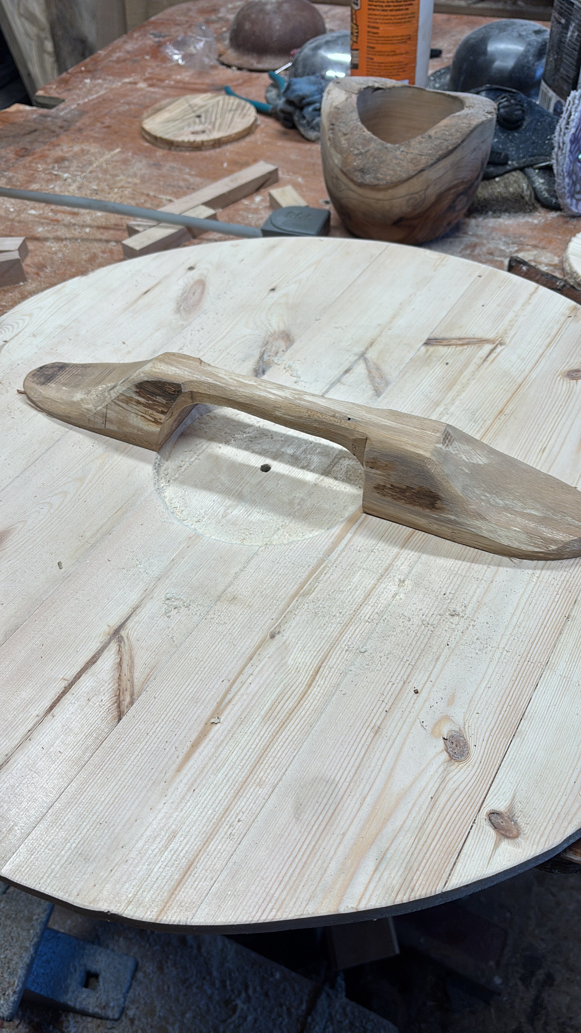 The Reverse of a 22" carved shield, this customer didn't want a Boss so I had to add a raised shield