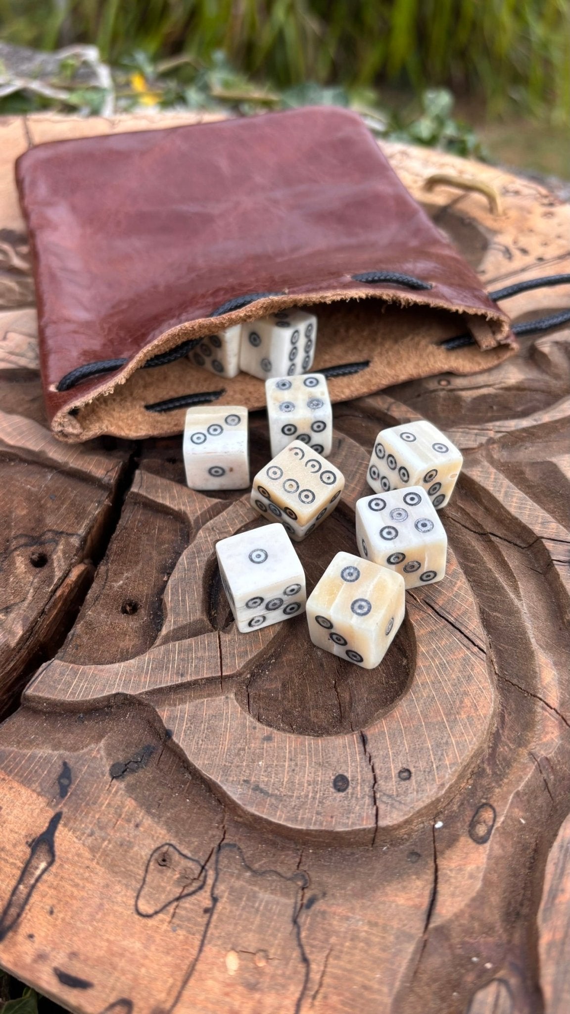 Bone Dice — Viking Ring and Dot Design, Hand-Carved - Bushman Survival