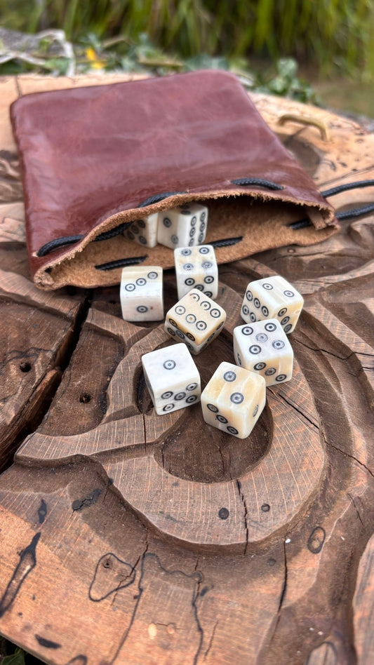 Bone Dice — Viking Ring and Dot Design, Hand-Carved - Bushman Survival