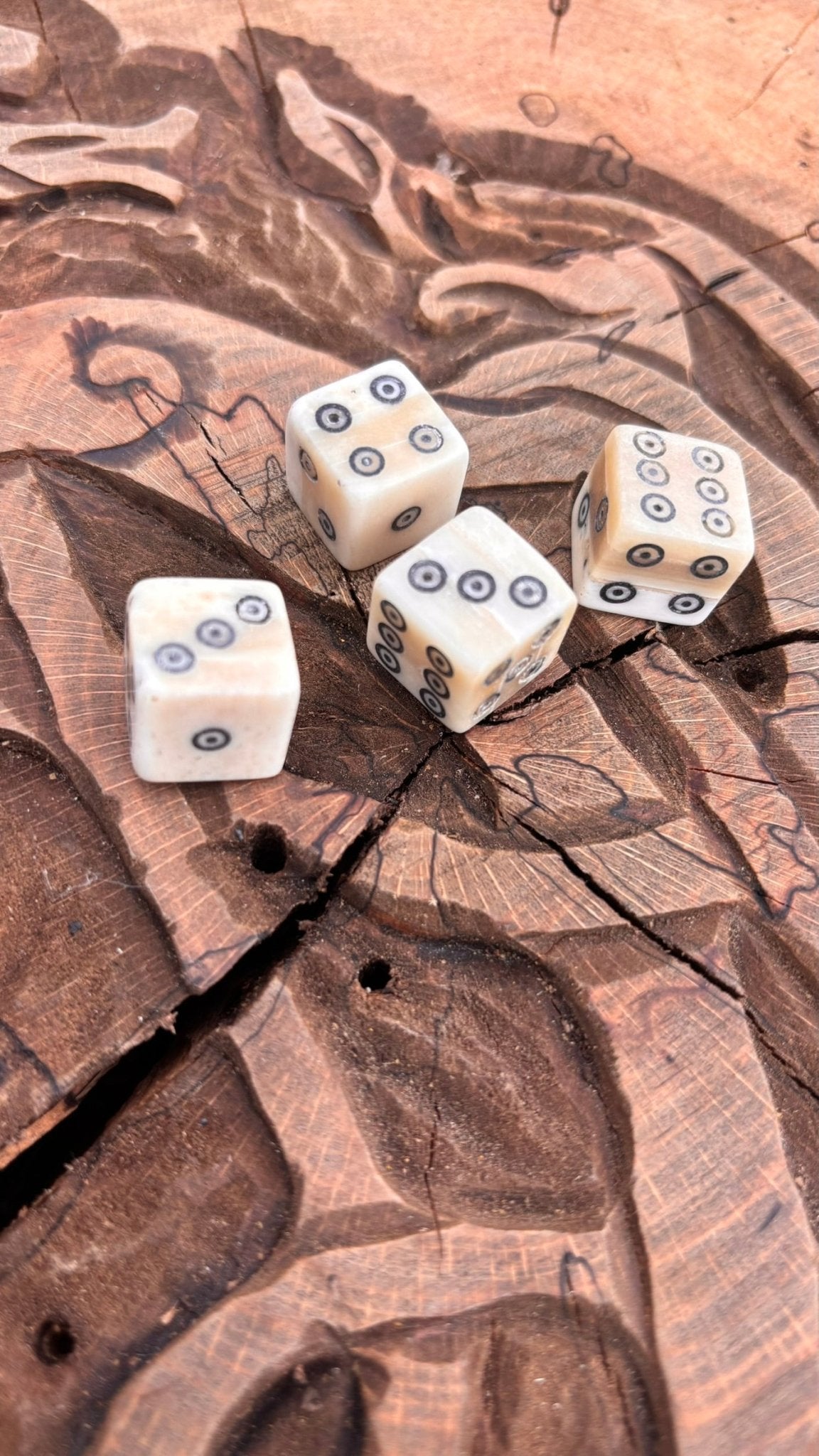 Bone Dice — Viking Ring and Dot Design, Hand-Carved - Bushman Survival