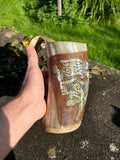 Drinking Horn Tankard - Tyr & Fenrir - Bushman Survival