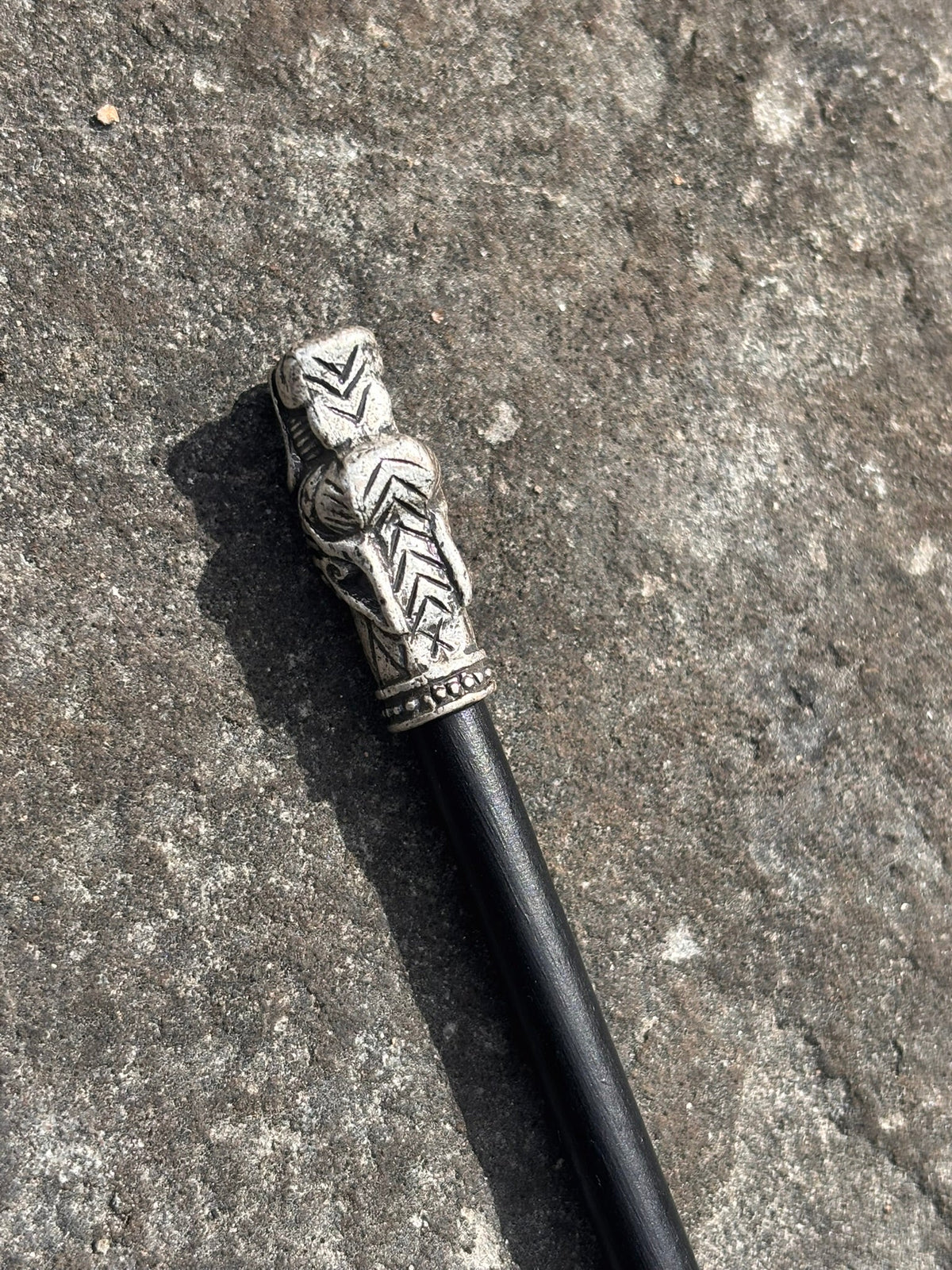 Fenrir Wolf Head Hair Pin — Antique Silver - Bushman Survival