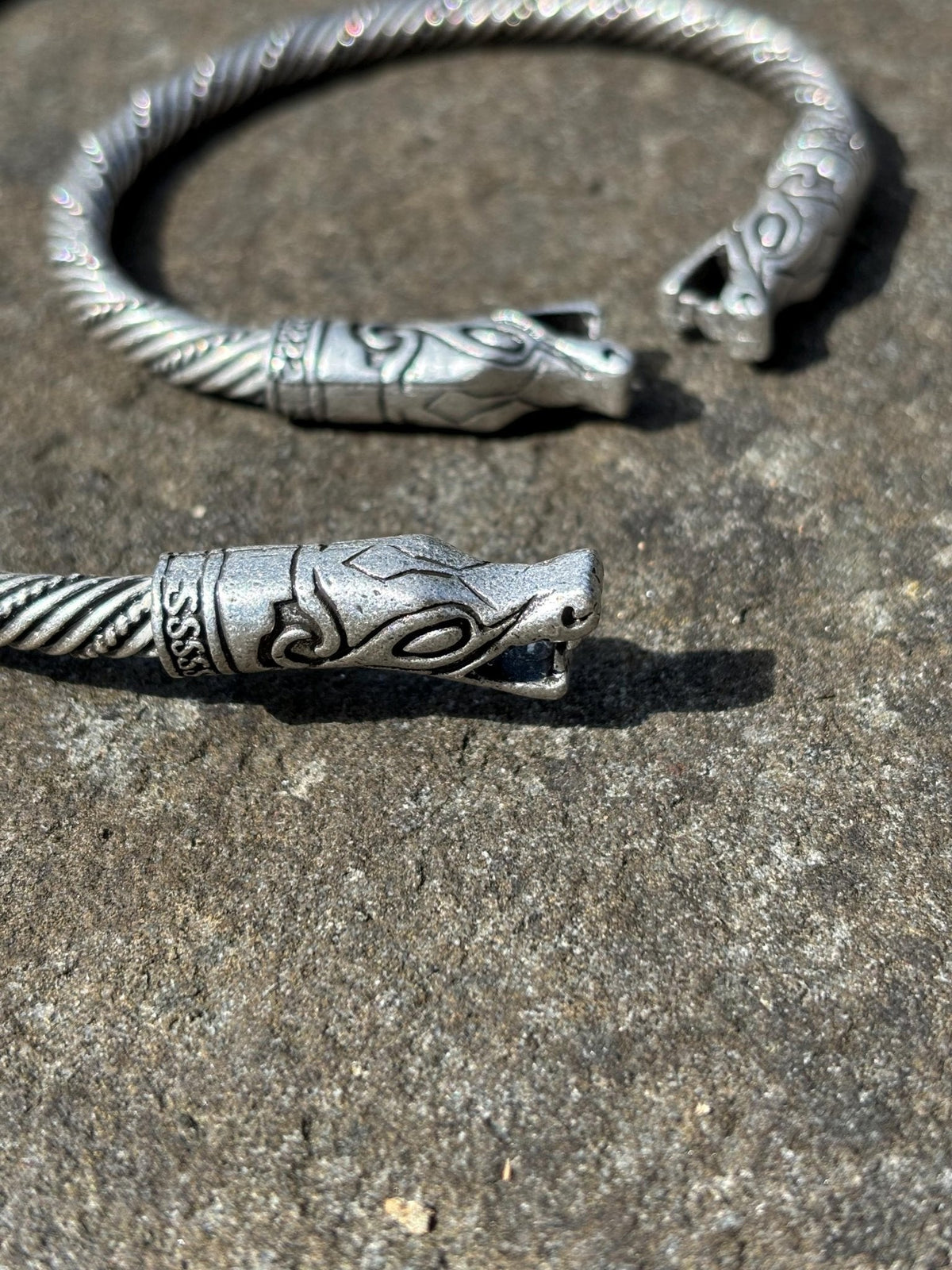 Fenrir Wolf Viking Torque — Antique Silver - Bushman Survival