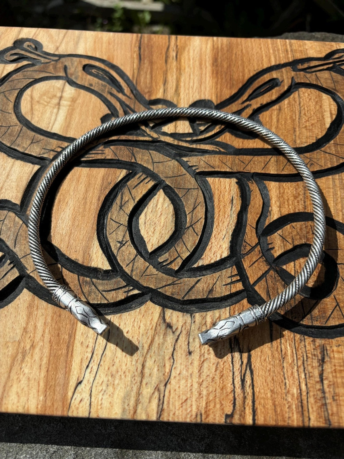 Fenrir Wolf Viking Torque — Antique Silver - Bushman Survival
