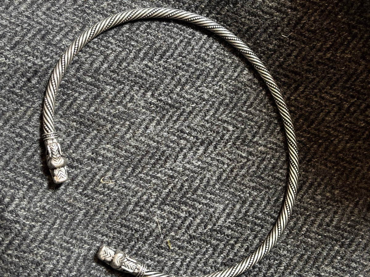 Fenrir Wolf Viking Torque — Antique Silver - Bushman Survival
