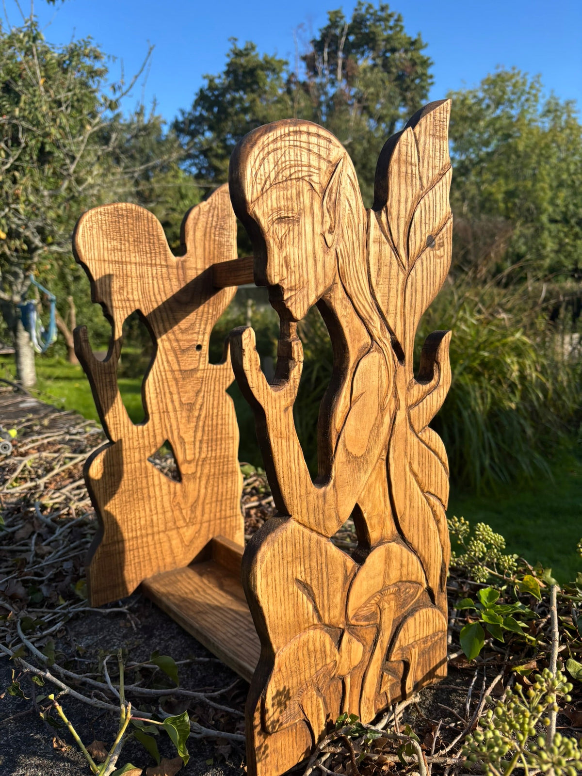 Hand-Carved Viking Sword & Axe Stand — Made to Order - Bushman Survival