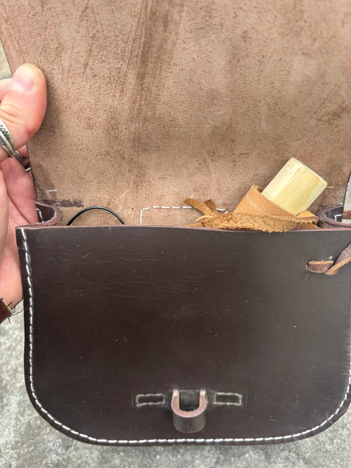 Large Medieval Leather Belt Pouch — Dark Brown - Bushman Survival