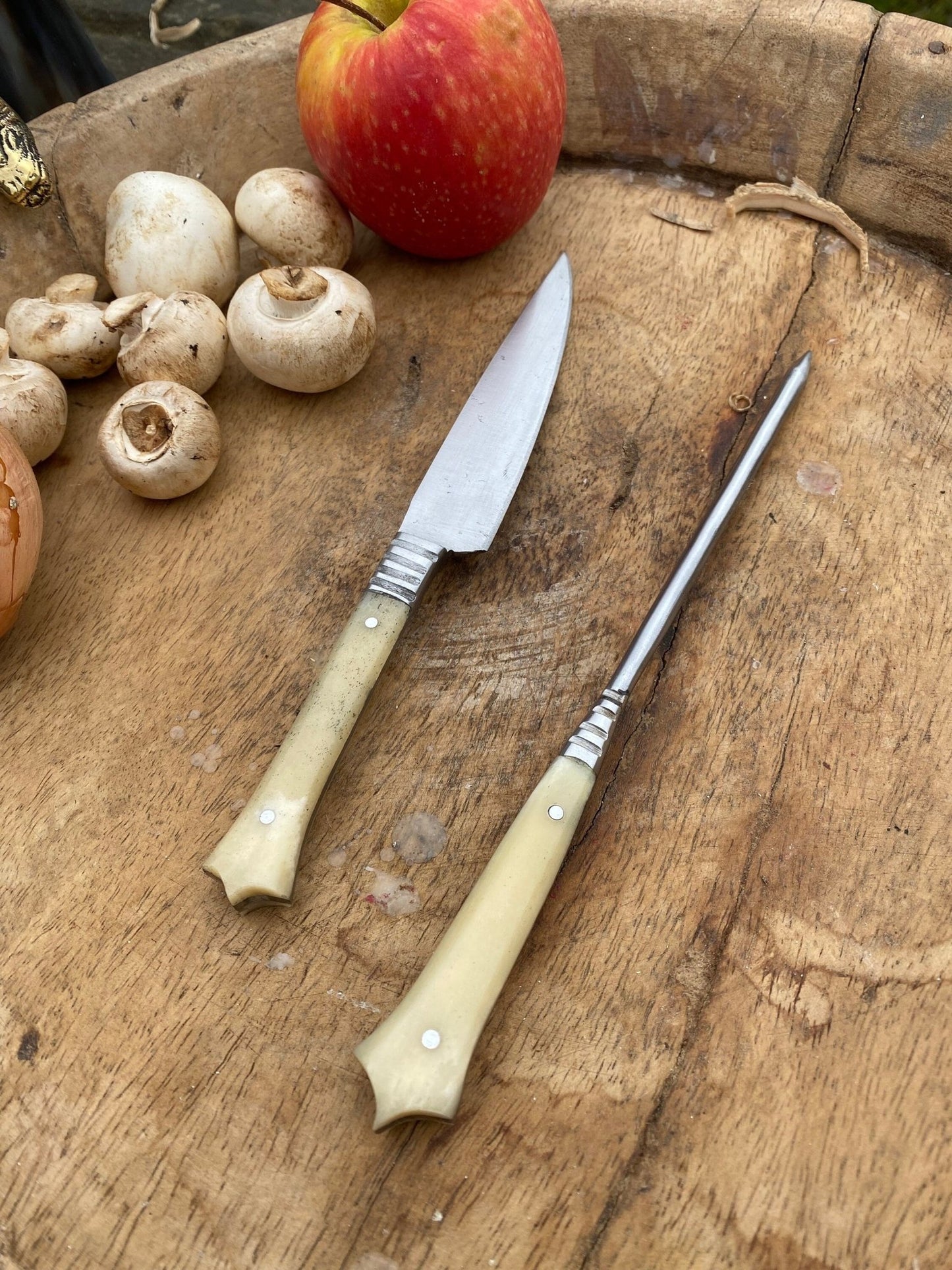 Medieval Cutlery Set. Bone Handled Knife and Pick - Bushman Survival