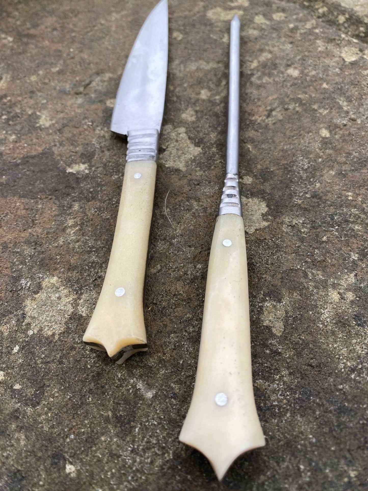 Medieval Cutlery Set. Bone Handled Knife and Pick - Bushman Survival