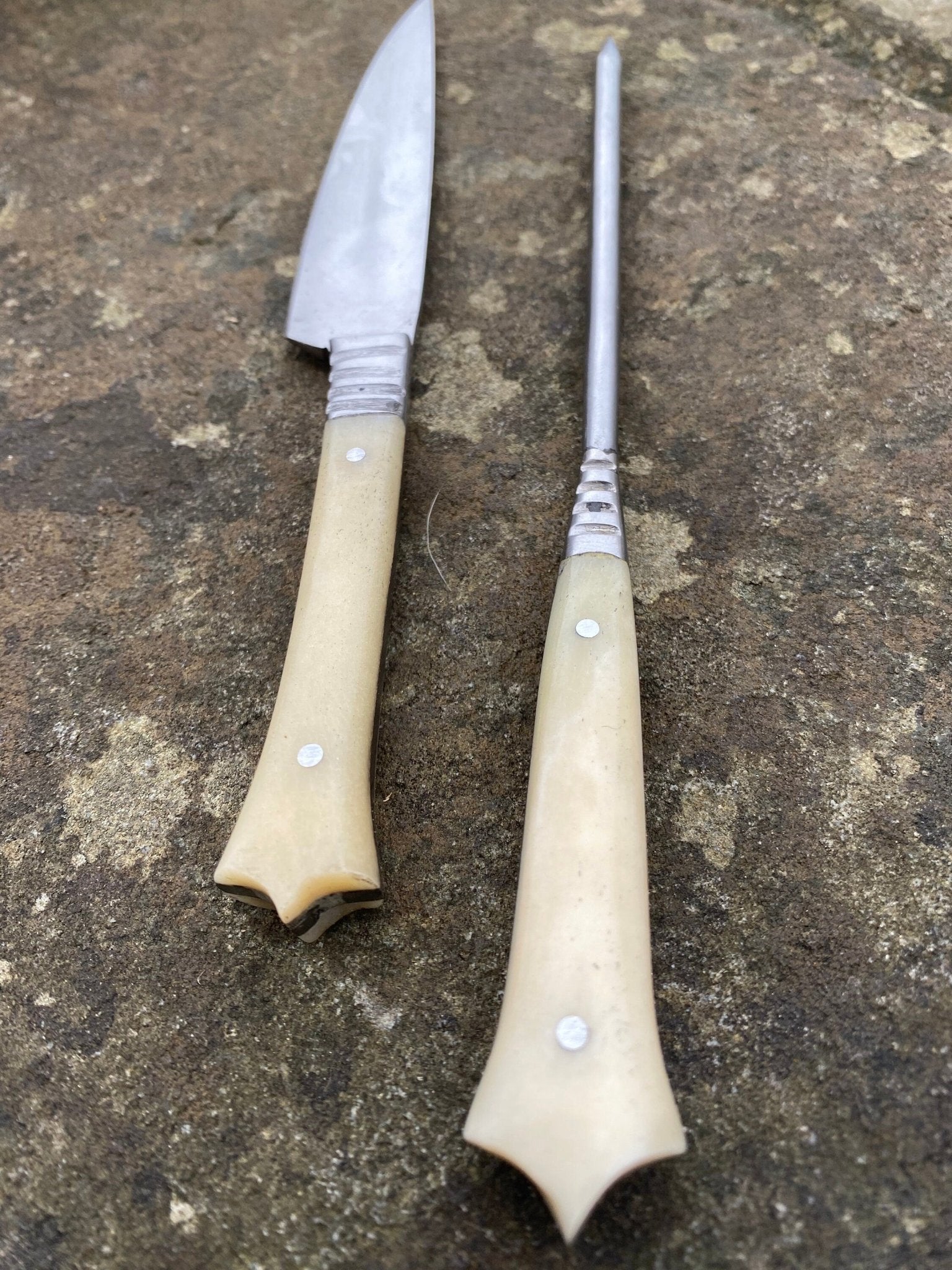 Medieval Cutlery Set. Bone Handled Knife and Pick - Bushman Survival