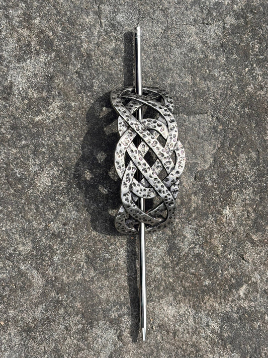 Nordic Celtic Knot Hair Slide — Antique Silver - Bushman Survival