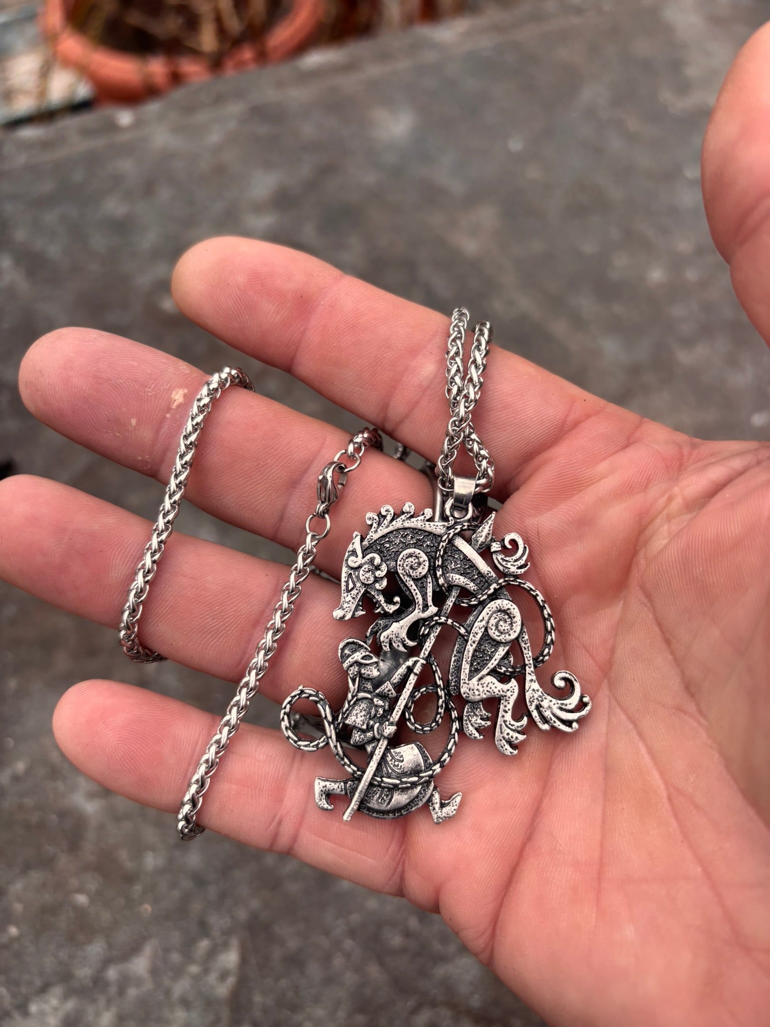 Odin & Fenrir Necklace — Stainless Steel - Bushman Survival