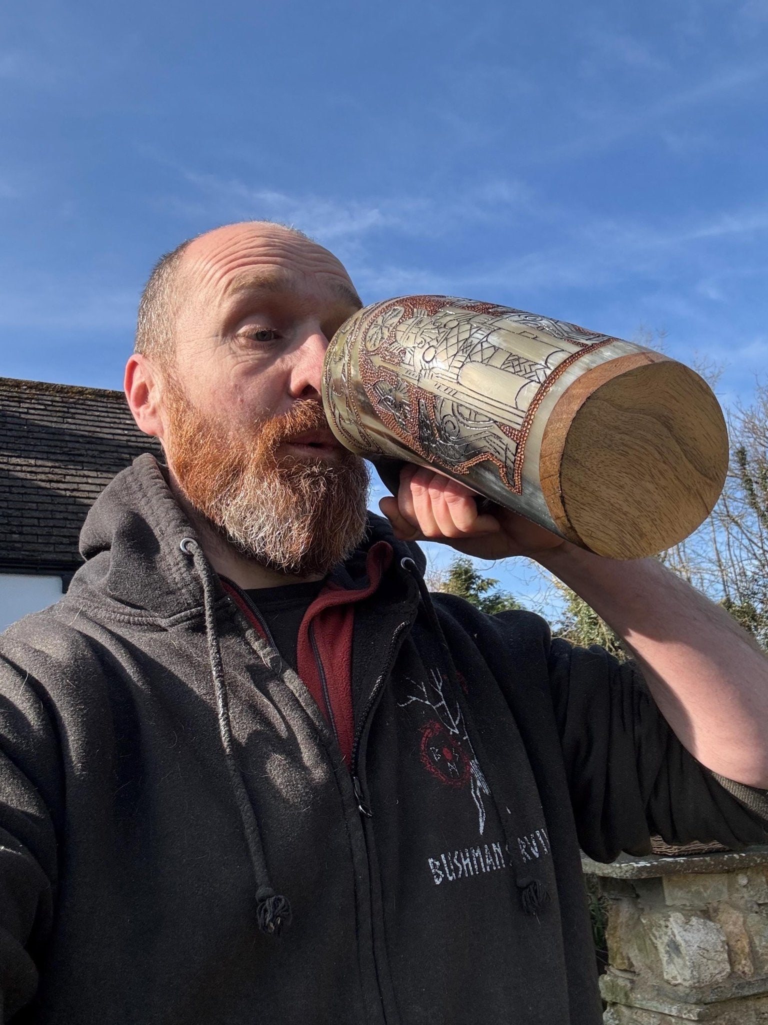 Odins Horn - Hand Carved Viking Drinking Horn Mug - Bushman Survival