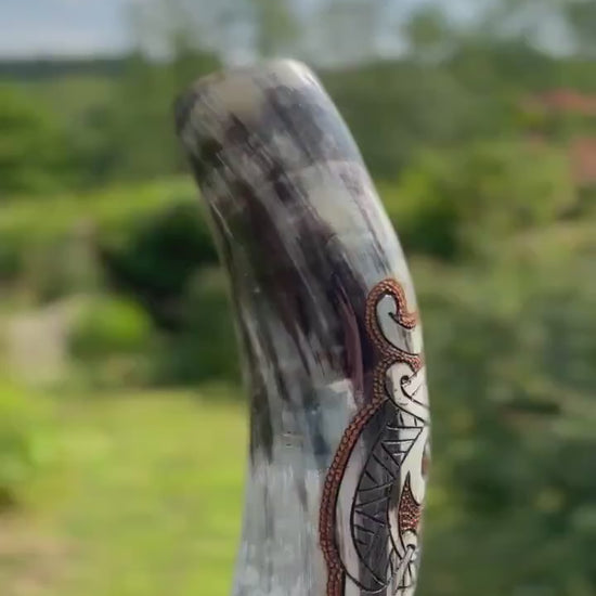Viking Drinking Horn, Jormungandr The World Serpent