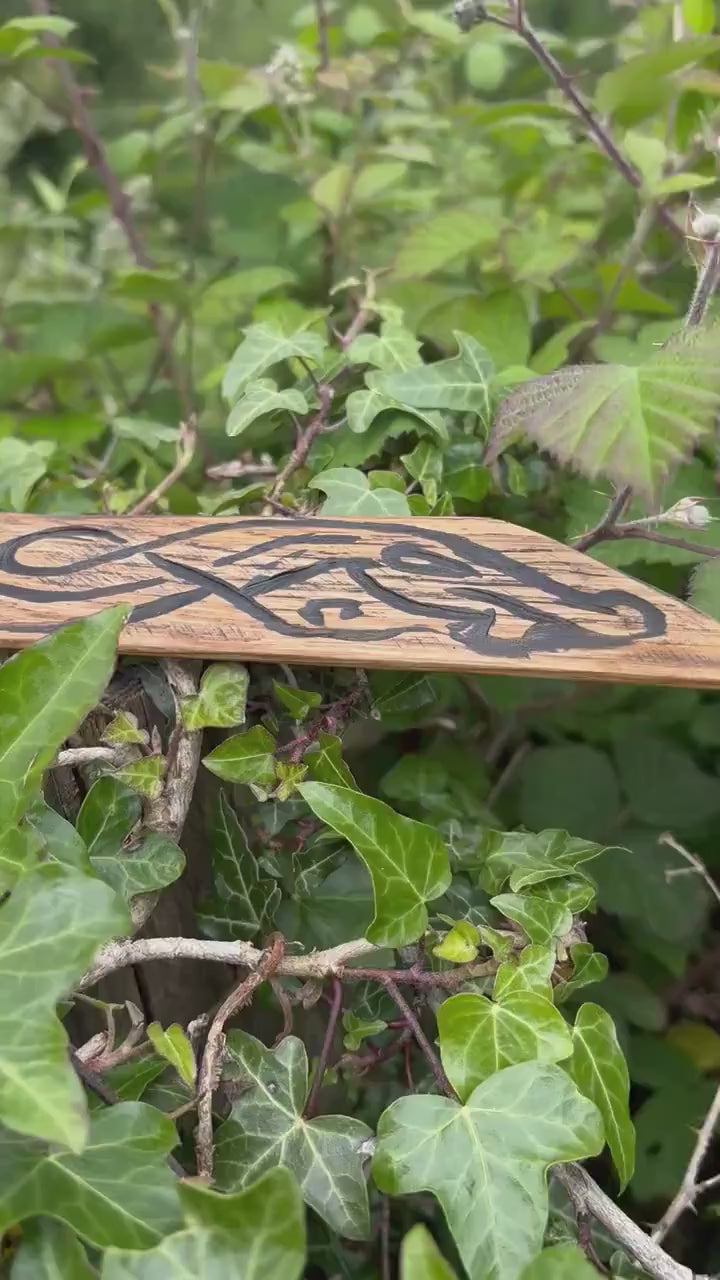 Wooden Viking Seax, Oak and hand carved
