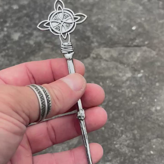 Celtic Cross Hair Pin — Antique Silver