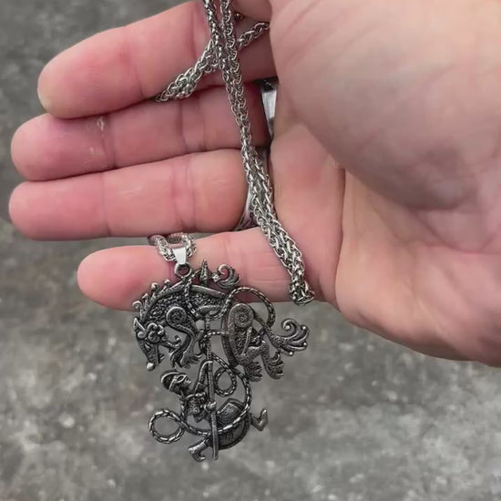 Odin & Fenrir Necklace — in Viking Mammen style design