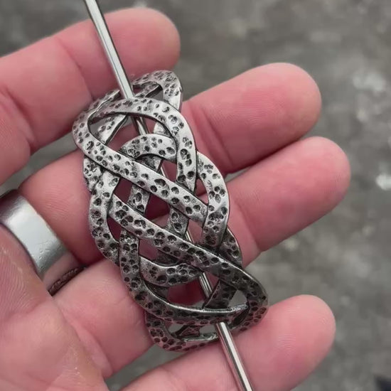 Nordic Celtic Knot Hair Slide — Antique Silver