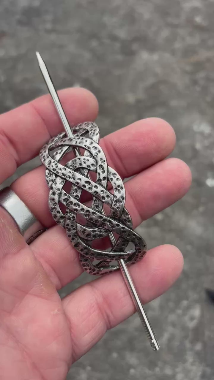 Nordic Celtic Knot Hair Slide — Antique Silver