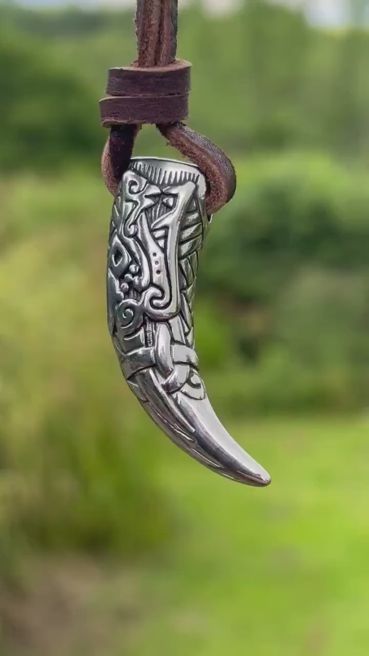 Fenrir’s Tooth Steel Viking Necklace