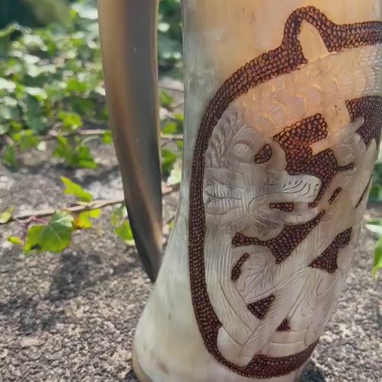 Viking Horn Tankard, Thor and Jörmungandr - mead horn