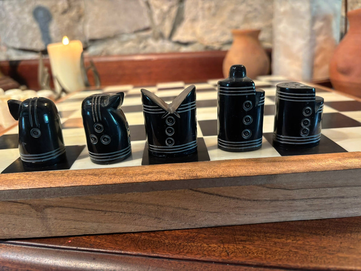 Sandomierz Chess Set — Replica in Bone & Horn - Bushman Survival