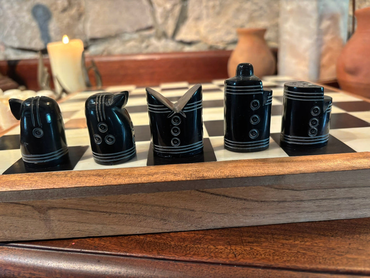 Sandomierz Chess Set — Replica in Bone & Horn - Bushman Survival