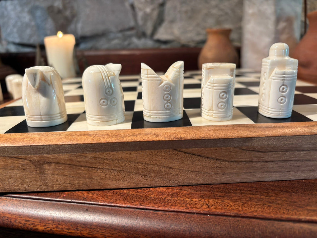 Sandomierz Chess Set — Replica in Bone & Horn - Bushman Survival