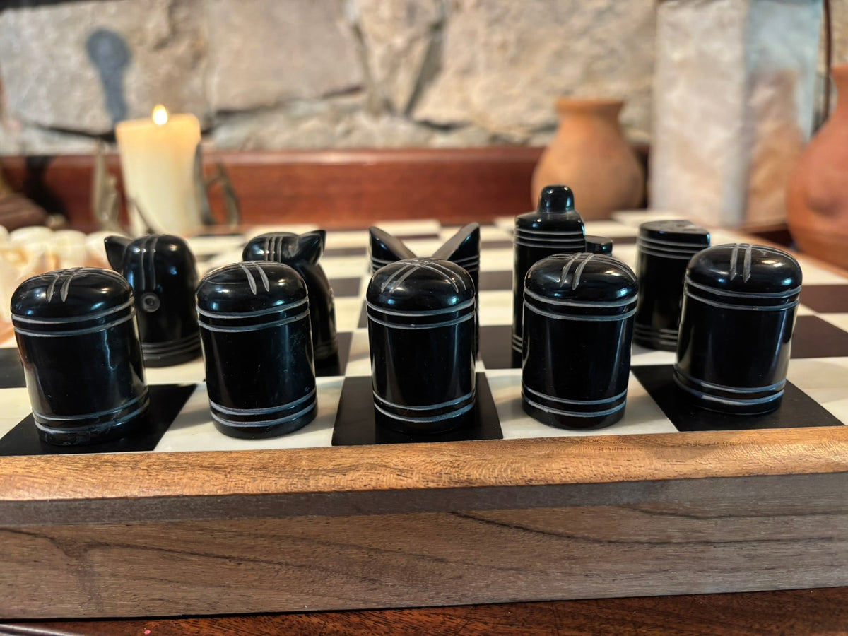 Sandomierz Chess Set — Replica in Bone & Horn - Bushman Survival