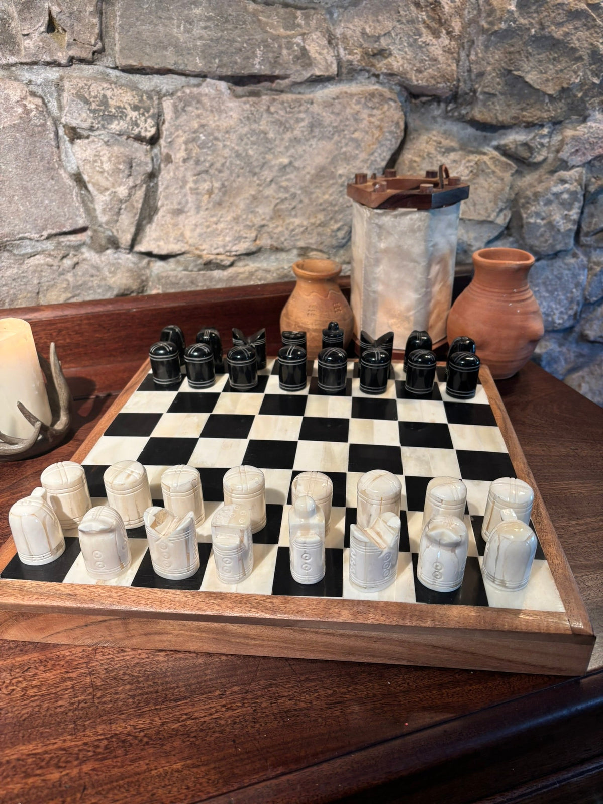Sandomierz Chess Set — Replica in Bone & Horn - Bushman Survival