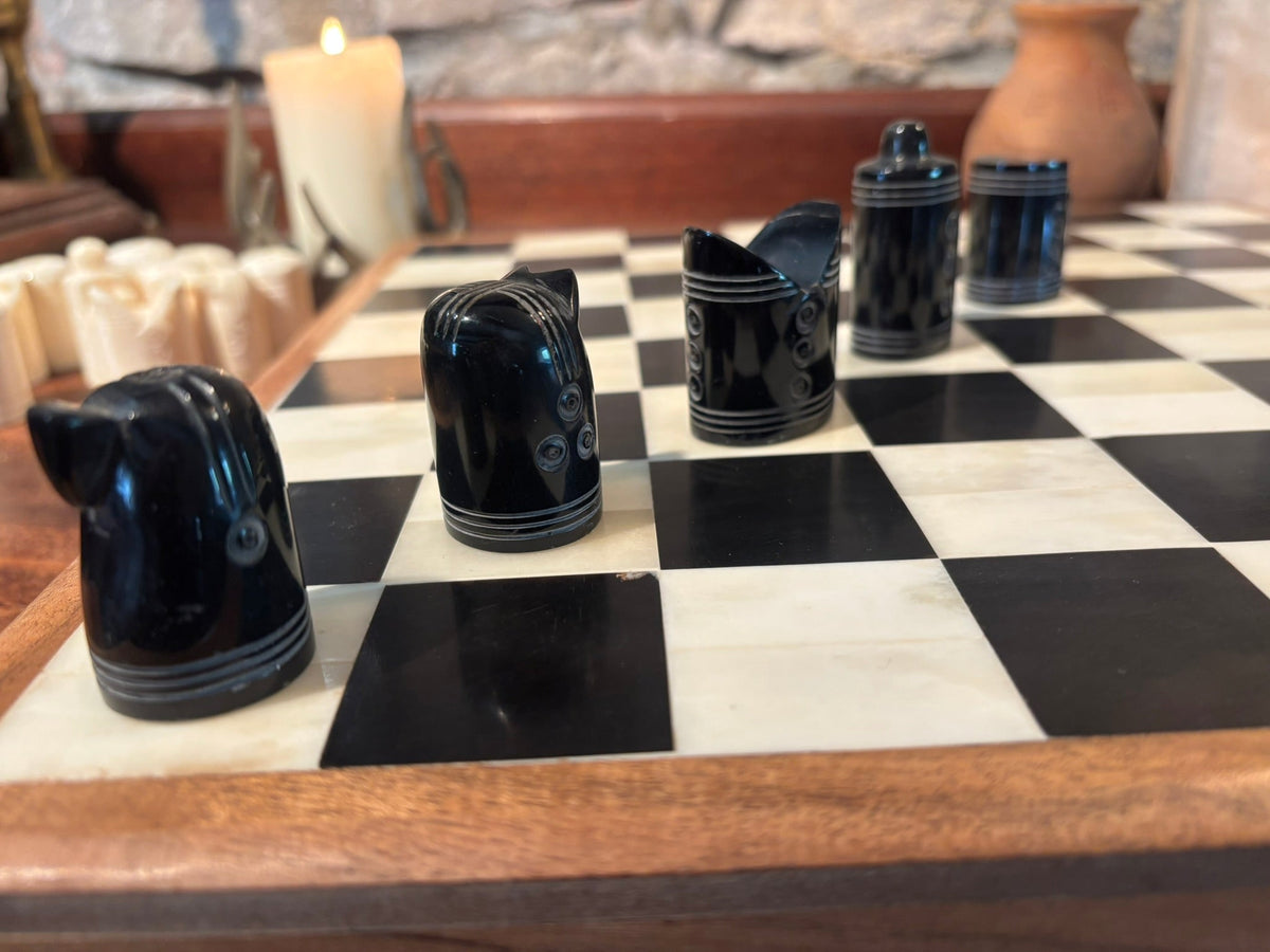 Sandomierz Chess Set — Replica in Bone & Horn - Bushman Survival