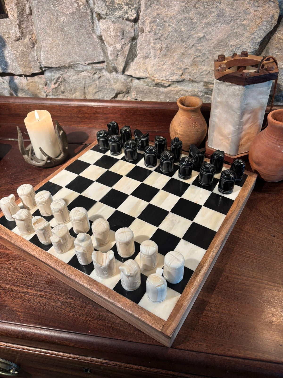 Sandomierz Chess Set — Replica in Bone & Horn - Bushman Survival