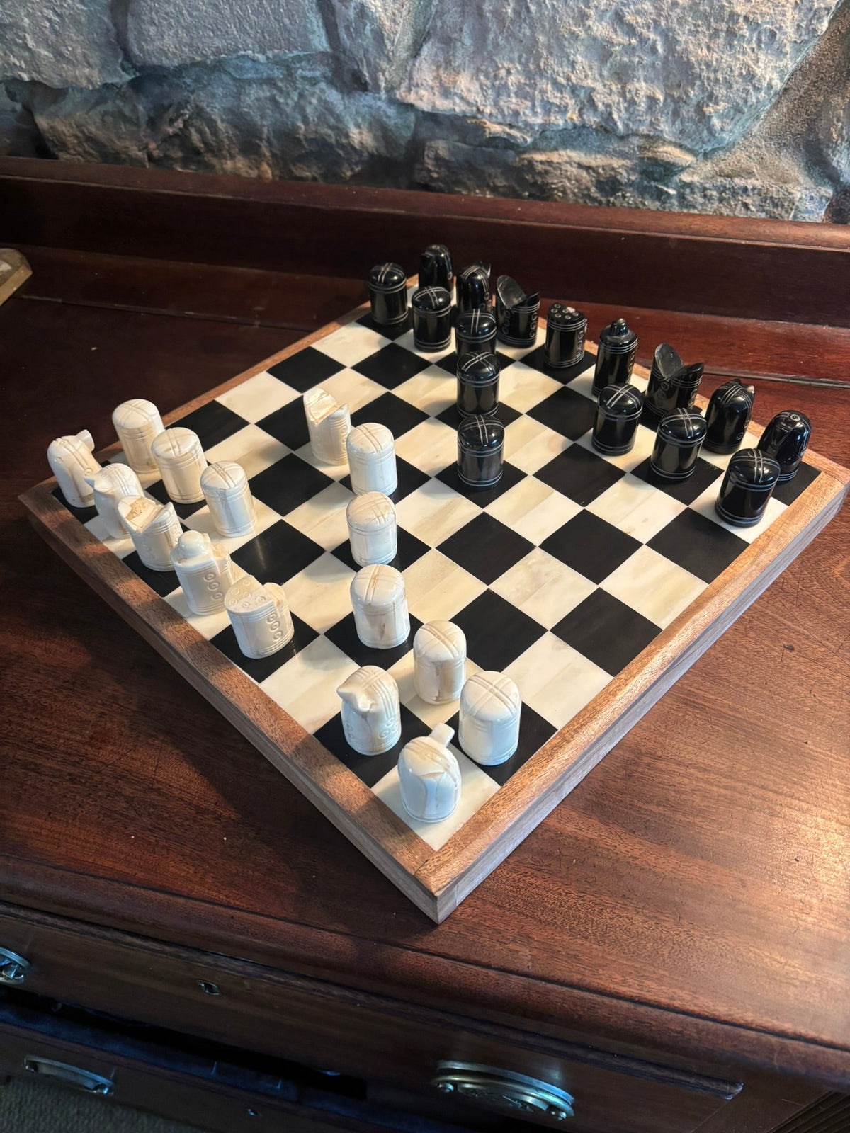 Sandomierz Chess Set — Replica in Bone & Horn - Bushman Survival