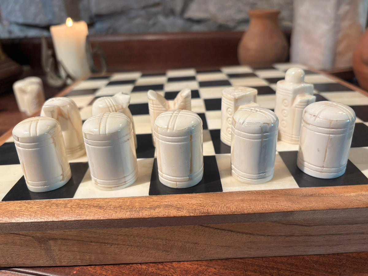 Sandomierz Chess Set — Replica in Bone & Horn - Bushman Survival