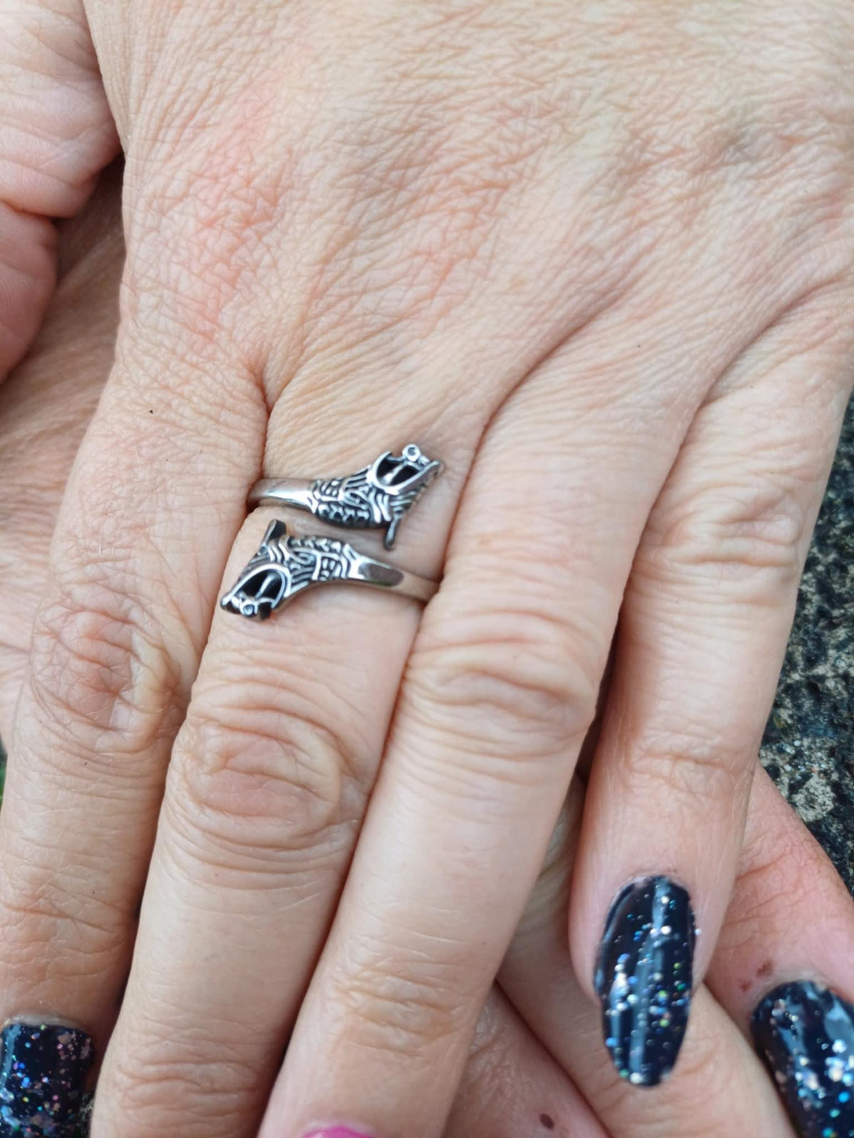 Sköll & Hati Ring — Double Wolf Head Viking Ring - Bushman Survival