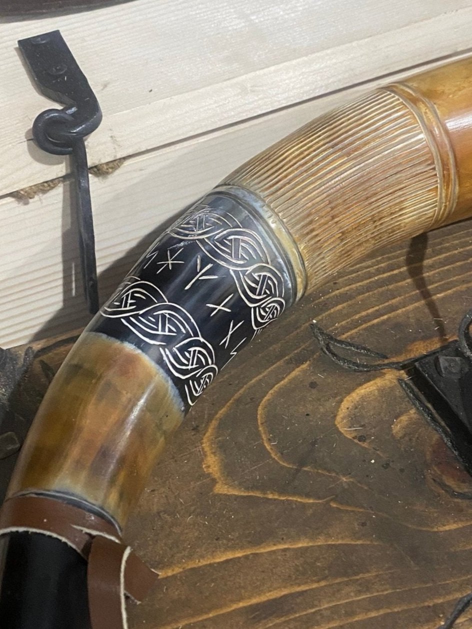Viking Blowing Horn — Younger Futhark Rune Carved - Bushman Survival