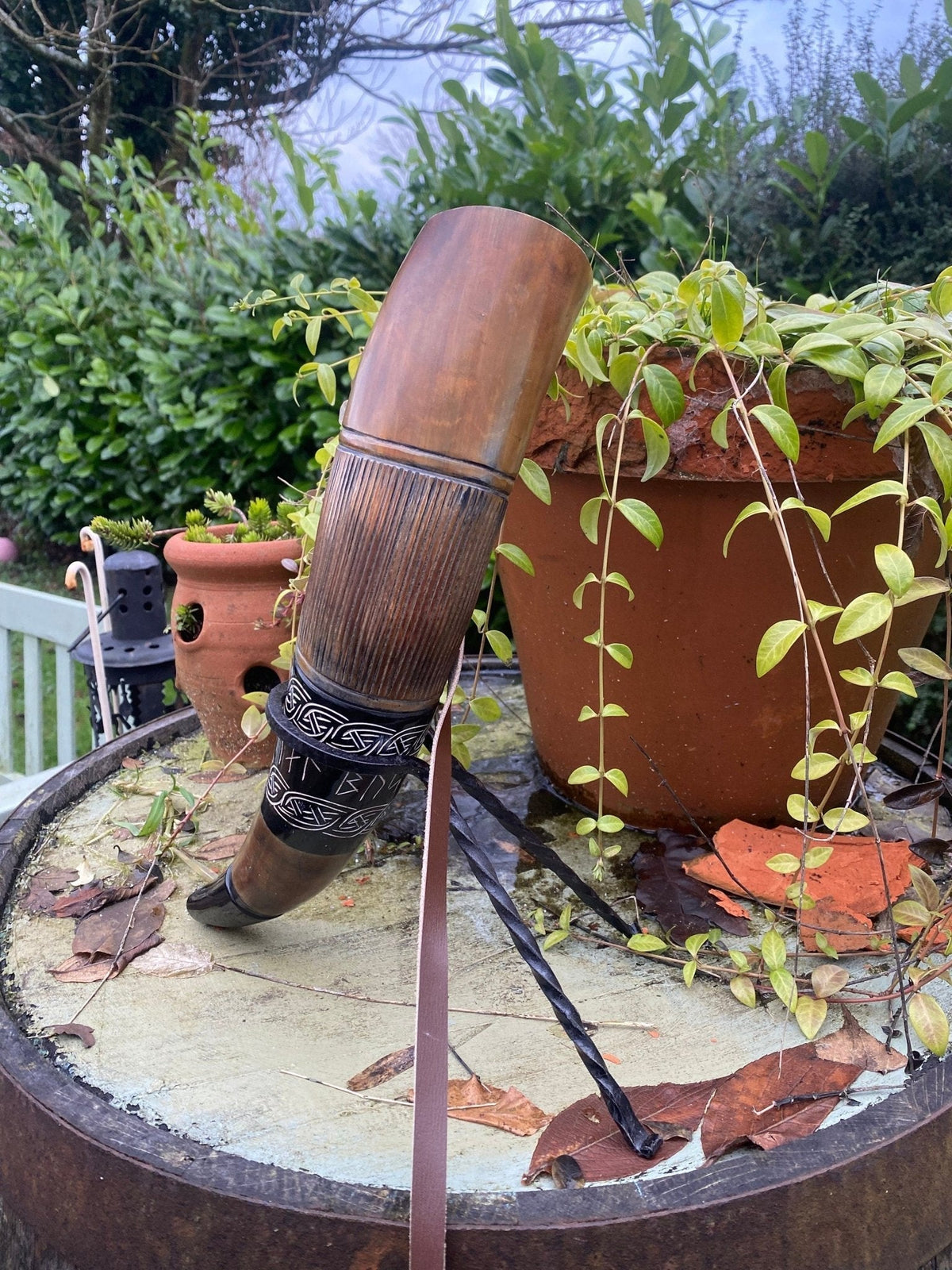 Viking Blowing Horn — Younger Futhark Rune Carved - Bushman Survival
