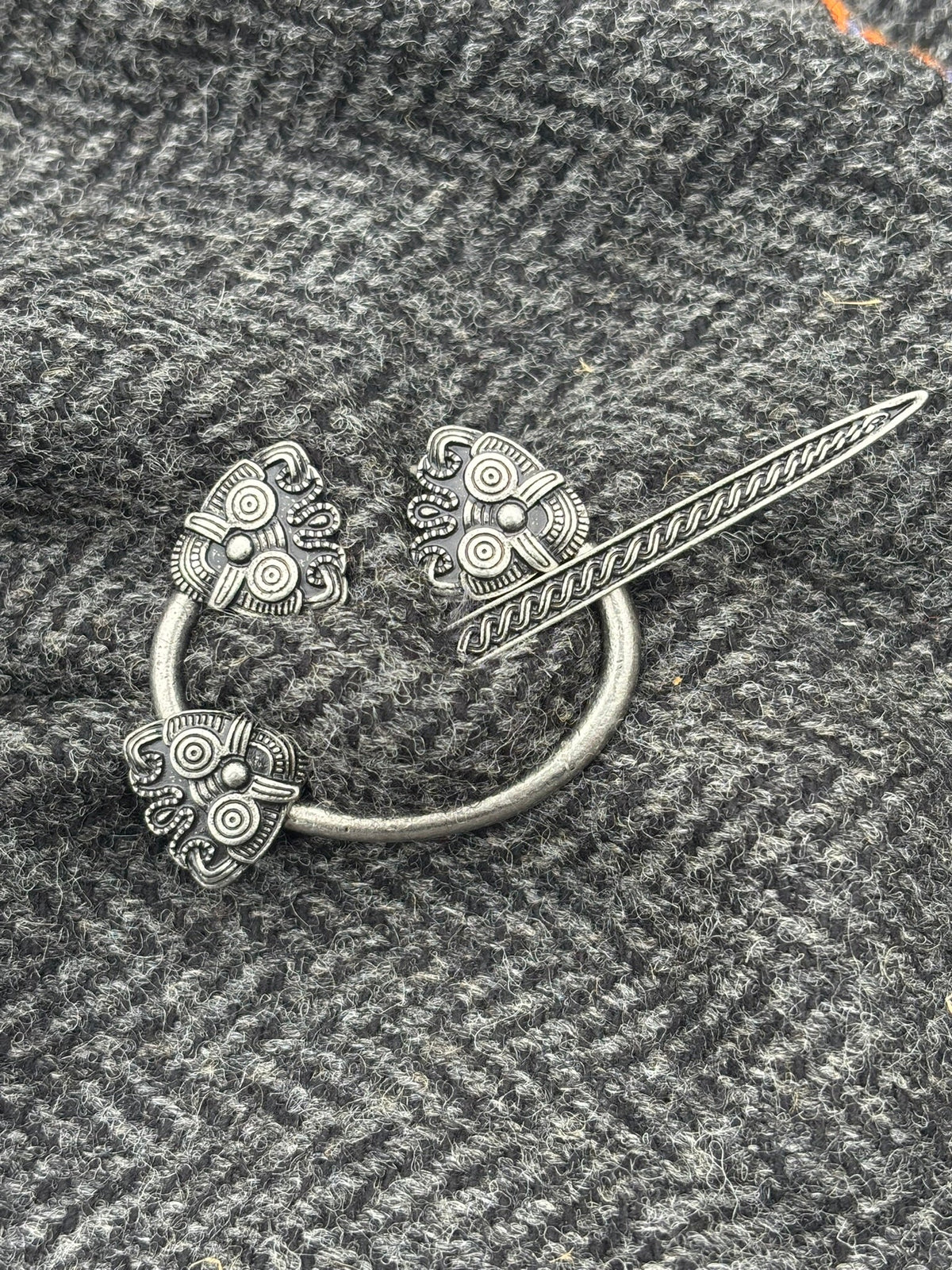 Viking Borre Style Cloak Pin — Antique Silver - Bushman Survival