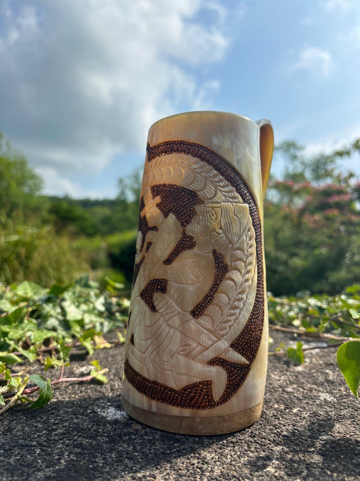 Viking Horn Tankard, Thor and Jörmungandr in battle