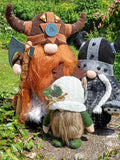 Viking Gonk plush toy showing faux fur beard and leather accessories