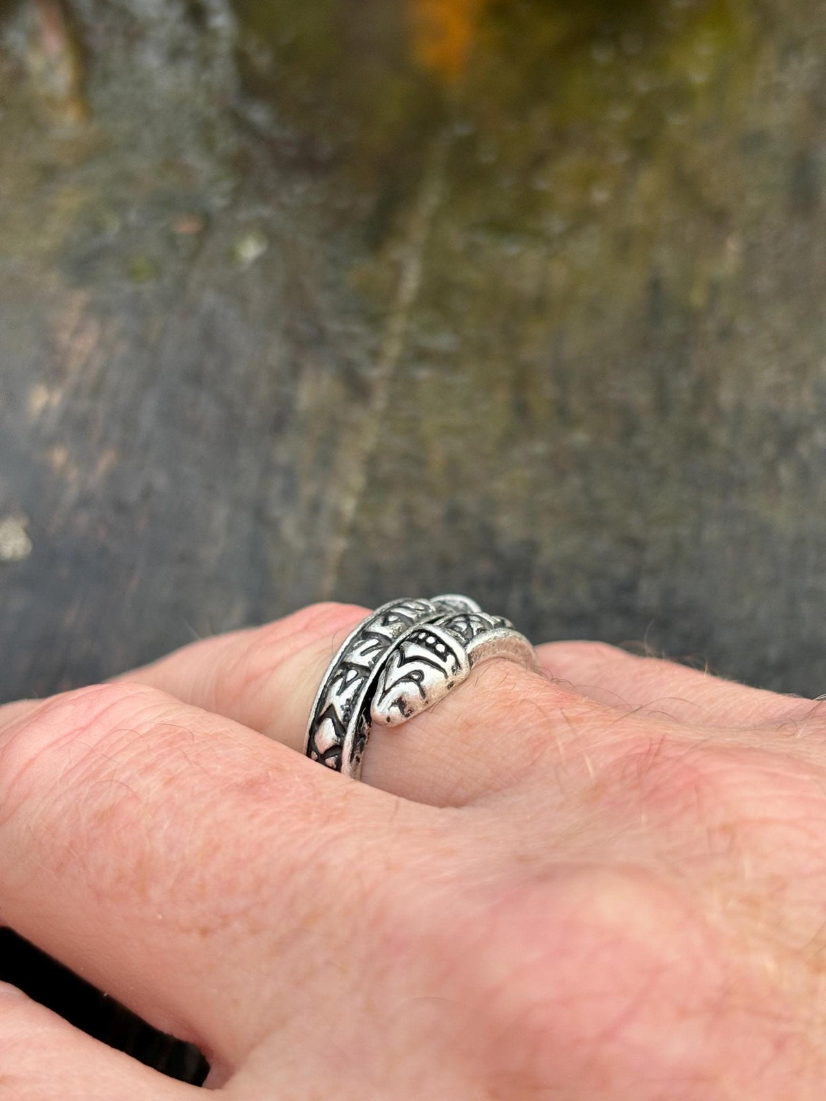 Viking Ring — Loki's Snake, Double-Headed Serpent & Elder Futhark Runes - Bushman Survival